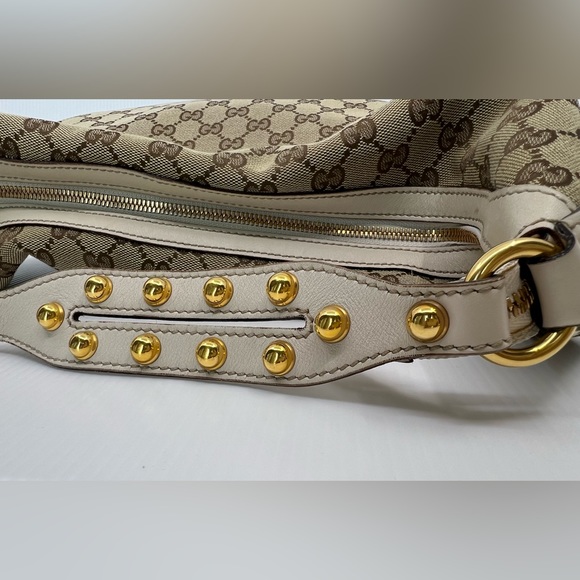 Gucci Biba Monogram Canvas Studded Hobo Bag - Picture 8 of 14
